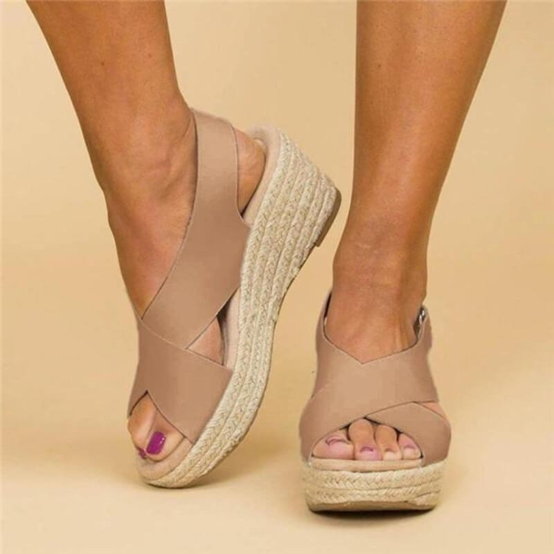 Variant image for  Dana | Sandales Compensées Chic à Bretelles Croisées - Élévateur de Style Estival-10