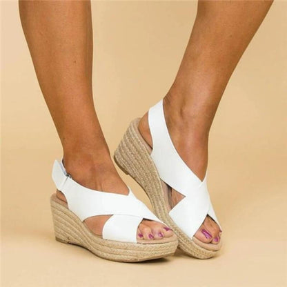 Variant image for  Dana | Sandales Compensées Chic à Bretelles Croisées - Élévateur de Style Estival-19