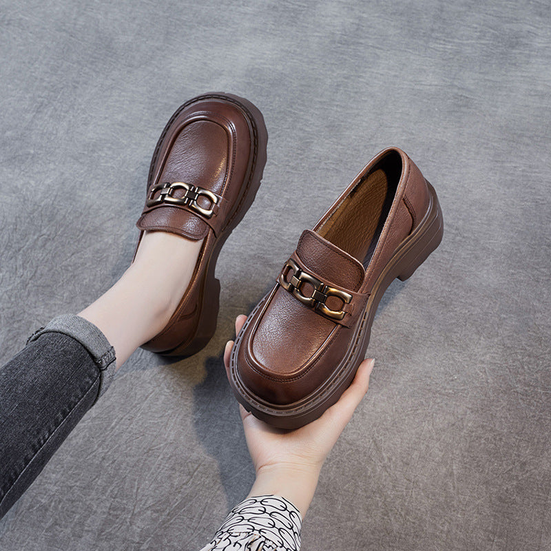 Black Loafers for Women – Stylish Chain Detail & Comfort