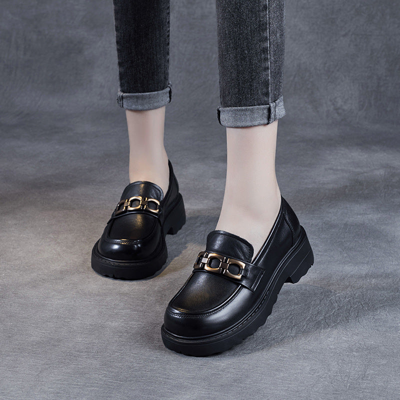 Black Loafers for Women – Stylish Chain Detail & Comfort