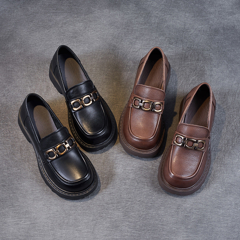 Black Loafers for Women – Stylish Chain Detail & Comfort