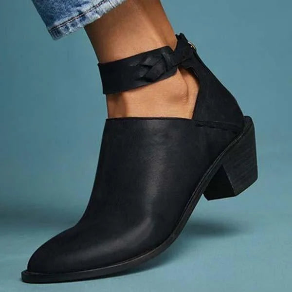Block Heel Black Ankle Boots for Women – Elegant & Versatile Style
