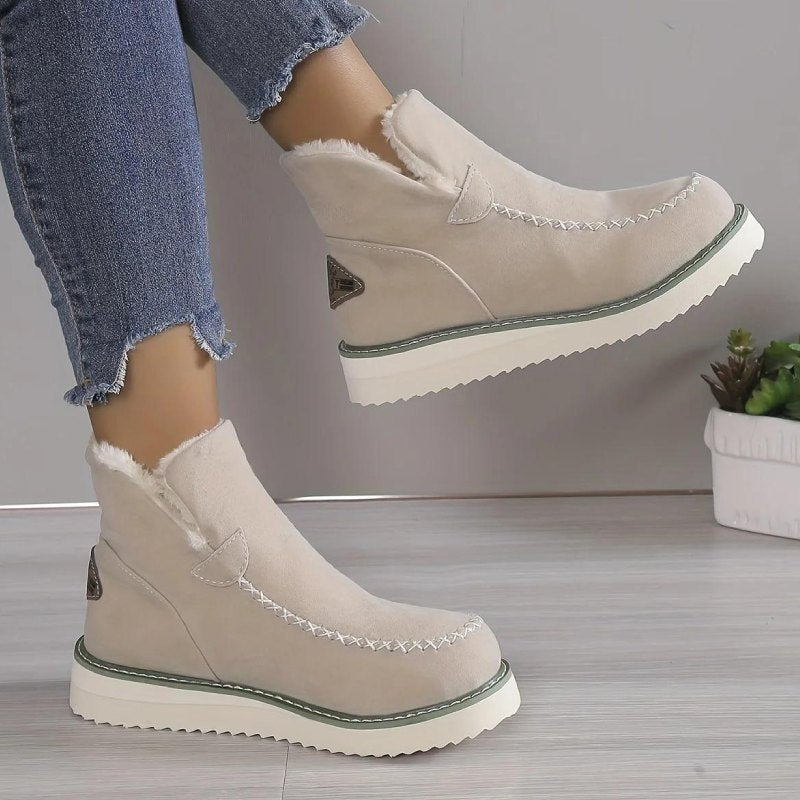 Bottes Antidérapantes d'hiver rembourrée beige 