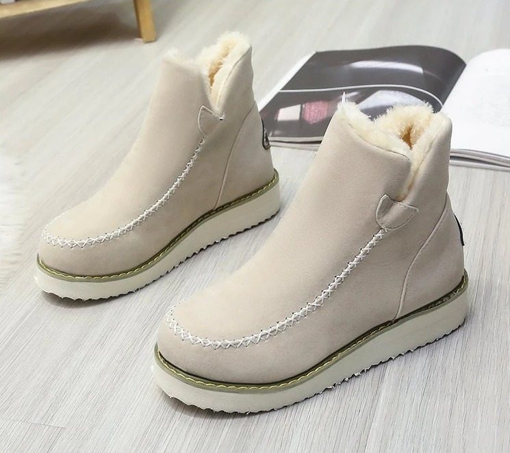 Bottes Antidérapantes Avec Semelle Epaisse beige