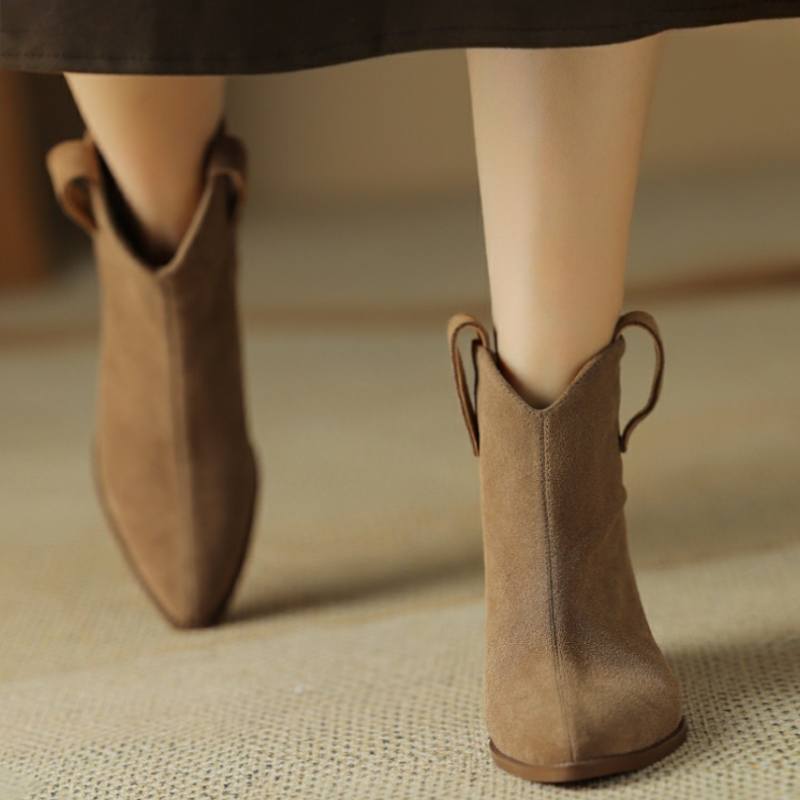 Bottes Courtes en Cuir Doux