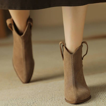 Bottes Courtes en Cuir Doux