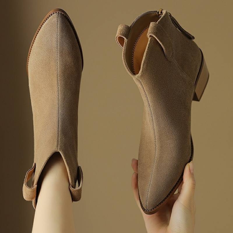 Bottes Courtes en Cuir Doux