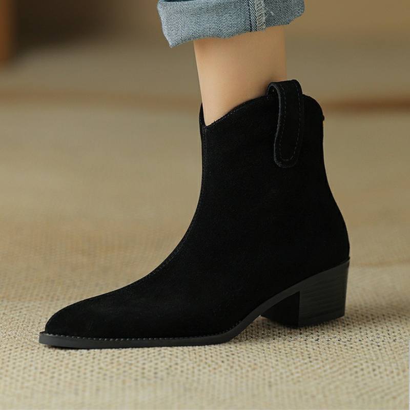 Bottes Courtes en Cuir Doux