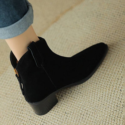 Bottes Courtes en Cuir Doux