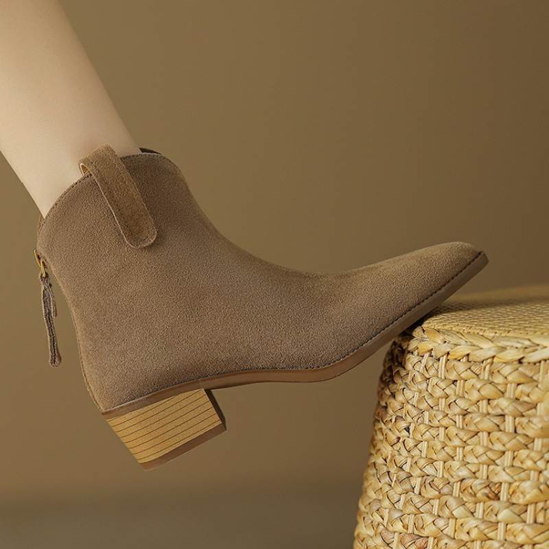 Bottes Courtes en Cuir Doux