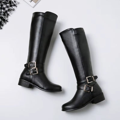 Bottes Élégantes À Talon En Cuir