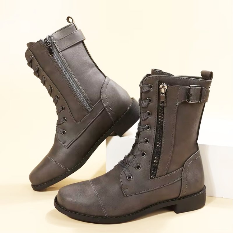 Bottes Femme Lacées à Talon Bas