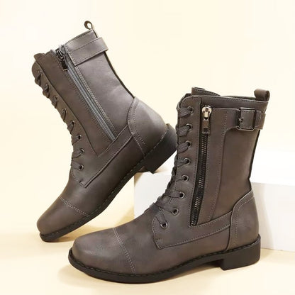 Bottes Femme Lacées à Talon Bas