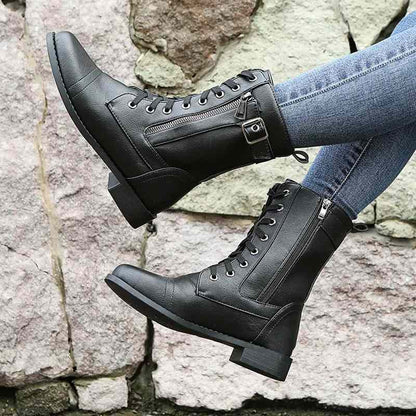 Bottes Femme Lacées à Talon Bas