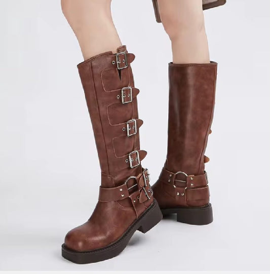 Bottes Mollets Larges à Talons