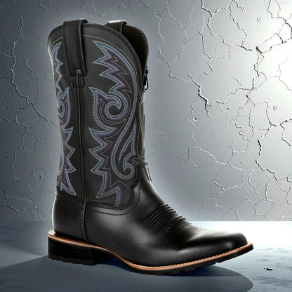 Bottes Western Cowboy à Large Bout Carré
