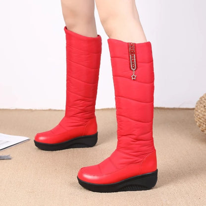 Bottes d'Hiver Hautes à Semelle Compensée
