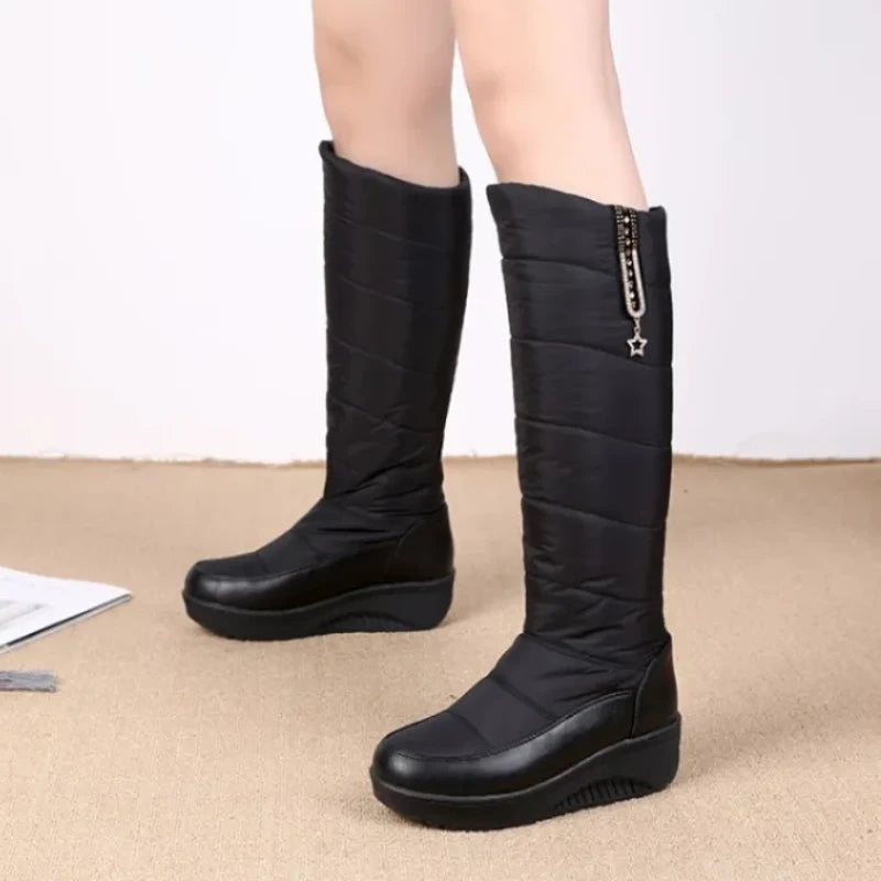Bottes d'Hiver Hautes à Semelle Compensée