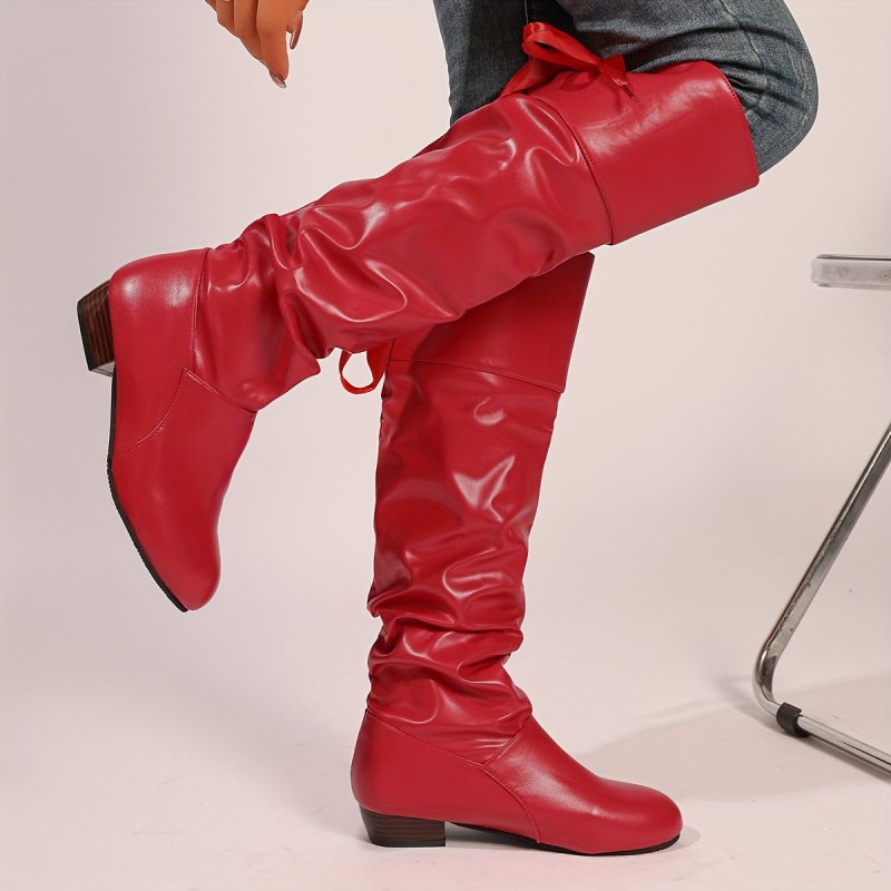bottes talons epais elegance rouge