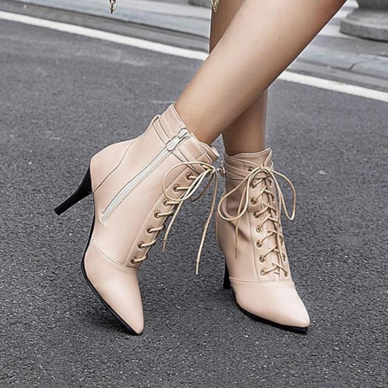Bottines Élégantes à Talon Aiguille avec Boucle Ceinture