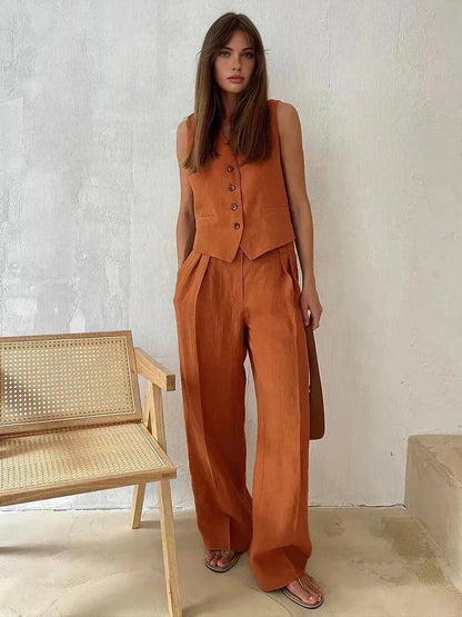 Breathable Cotton-Linen Two-Piece Set for Women – Effortlessly Stylish & Comfortable 0
