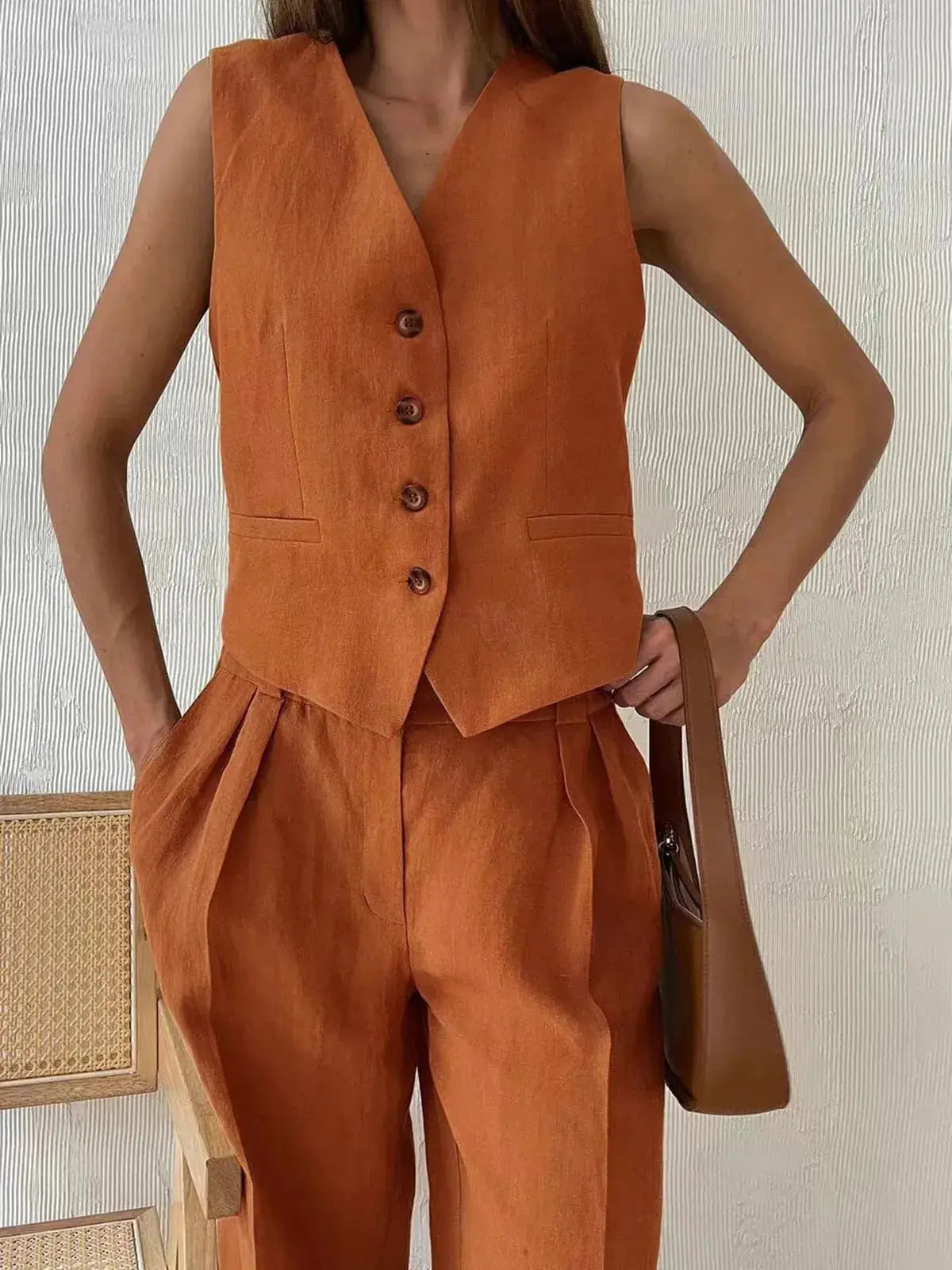Breathable Cotton-Linen Two-Piece Set for Women – Effortlessly Stylish & Comfortable 4