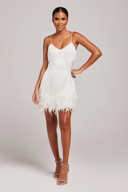 Margaret | Women’s Cocktail Dress with Fringe Feathers Caliboot