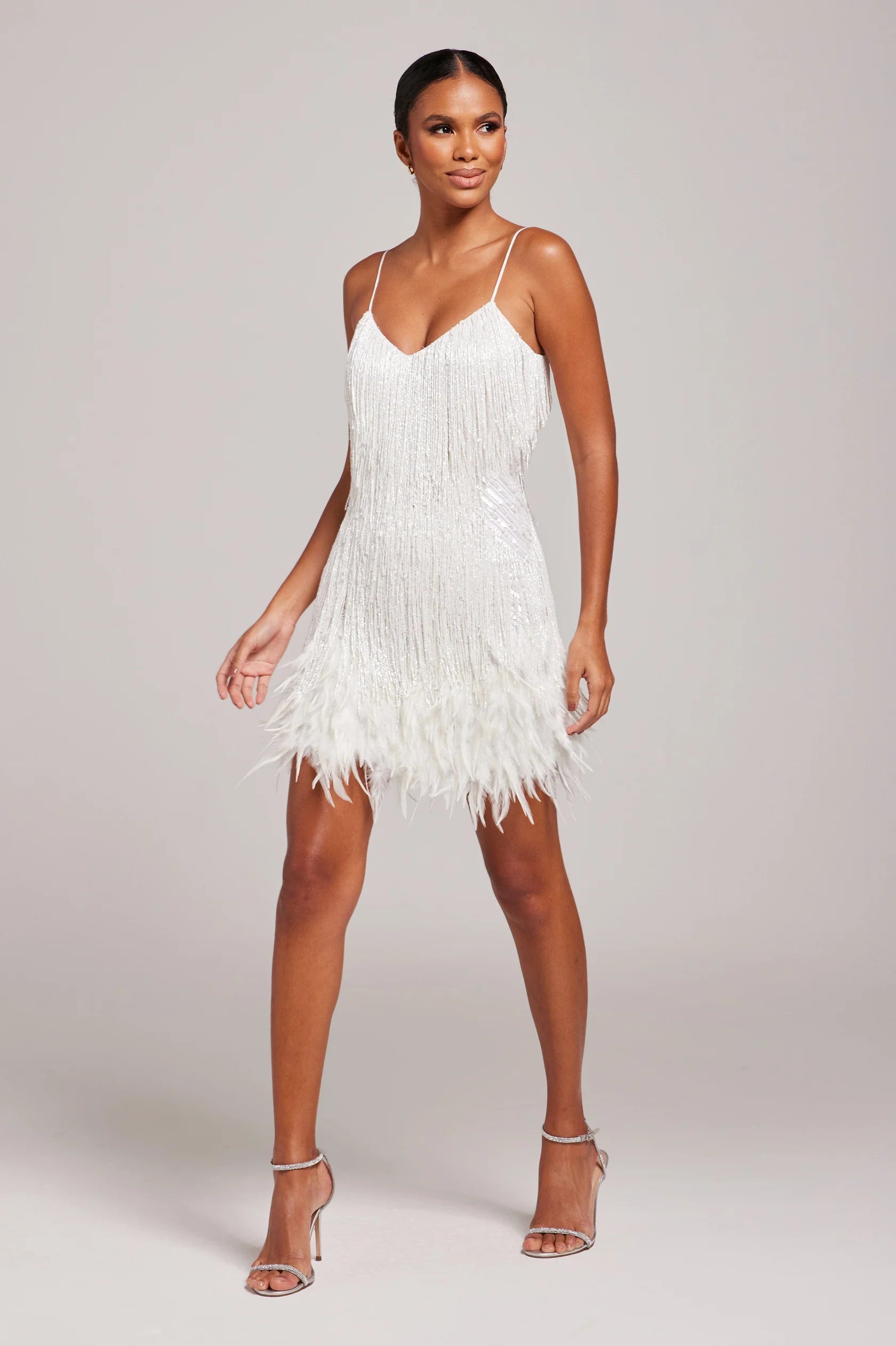 Margaret | Women’s Cocktail Dress with Fringe Feathers Caliboot