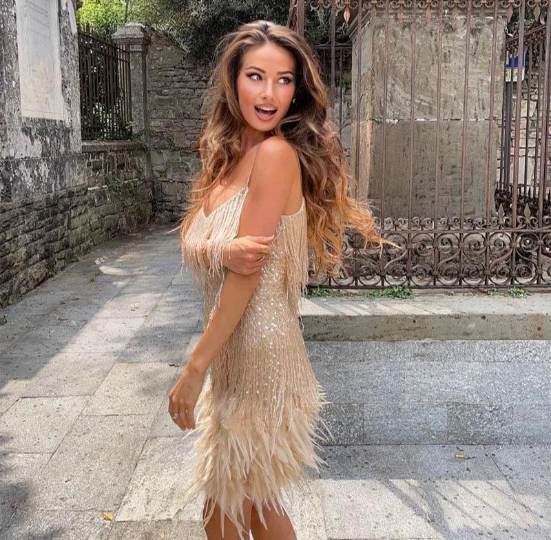 beaded fringe cocktail dress Noir Deco Beaded Fringe Mini Dress