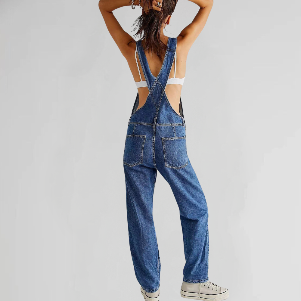 Women's Overalls - Denim - Relaxed Fit - Adjustable Straps - Multiple Pockets Caliboot