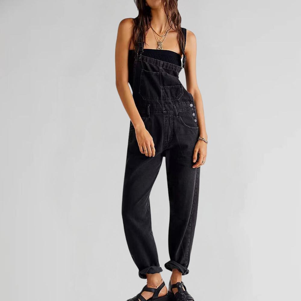 Women's Overalls - Denim - Relaxed Fit - Adjustable Straps - Multiple Pockets Caliboot