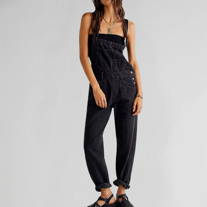 Women's Overalls - Denim - Relaxed Fit - Adjustable Straps - Multiple Pockets Caliboot