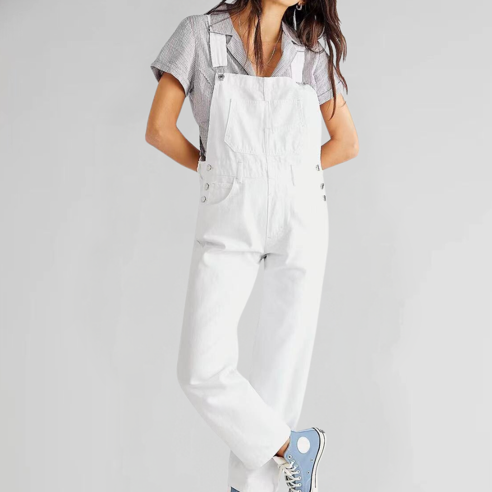 Women's Overalls - Denim - Relaxed Fit - Adjustable Straps - Multiple Pockets Caliboot
