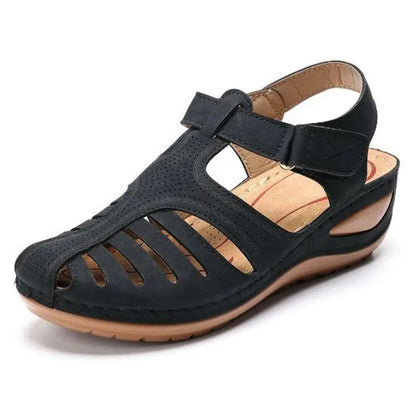 Casual Black Wedge Sandals for Women – Comfortable & Stylish Design