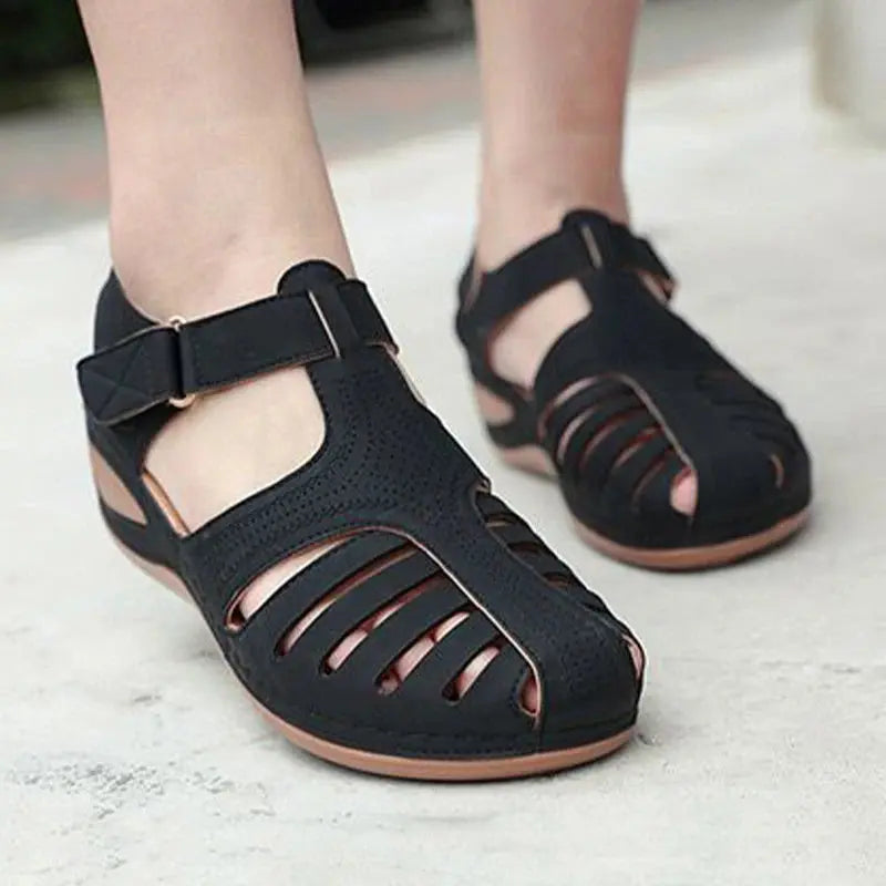 Casual Black Wedge Sandals for Women – Comfortable & Stylish Design