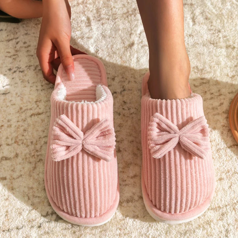 Charming Bow Slippers for Women – Cozy & Stylish Indoor Comfort
