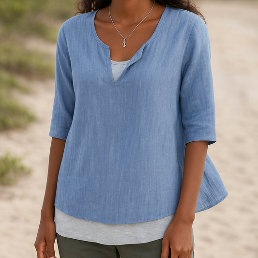 Viktoria - Chemise Élégante à Col V pour Femmes – Chic & Confortable