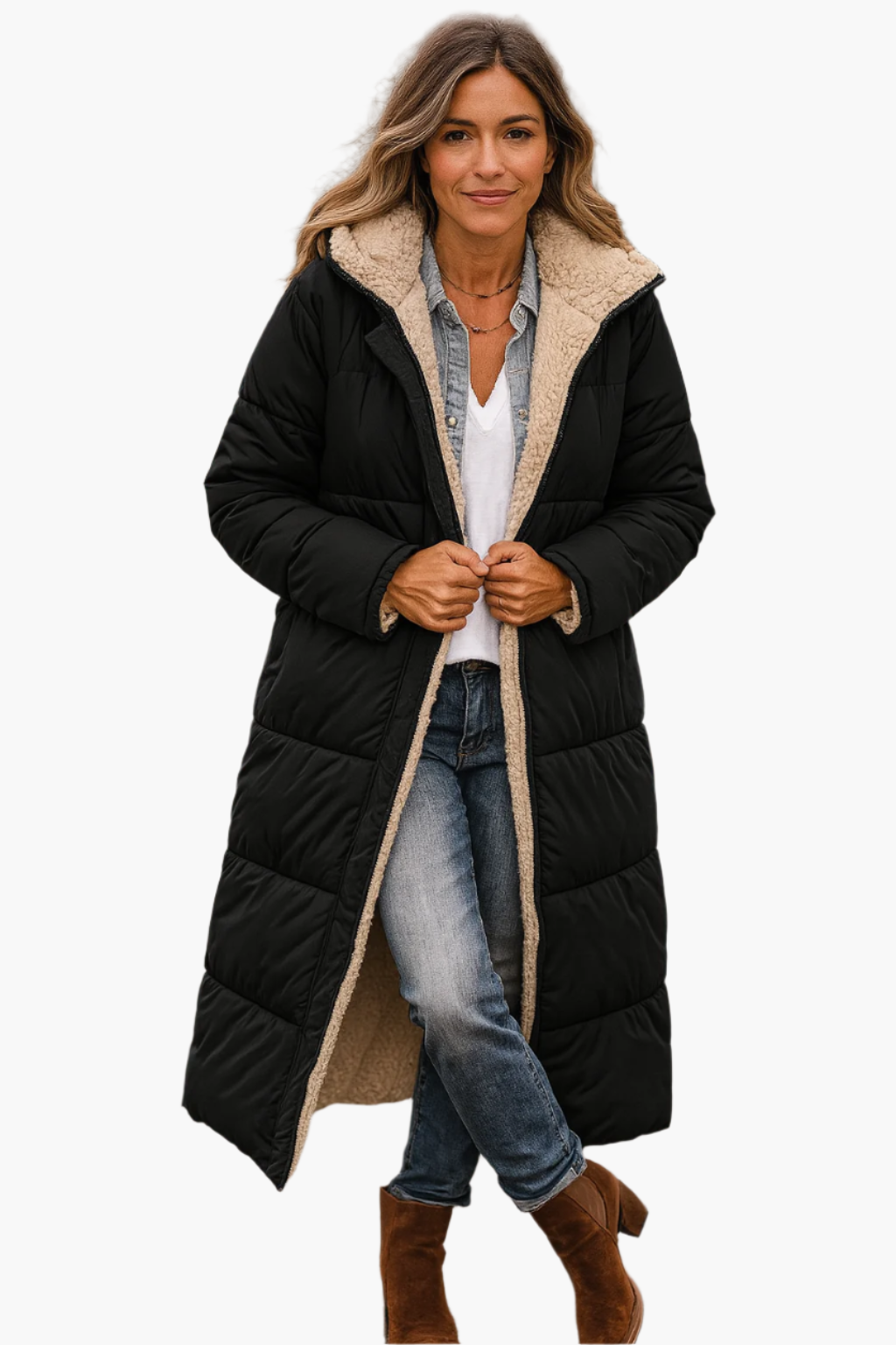 Paige | Women’s Long Hooded Quilted Winter Coat Caliboot