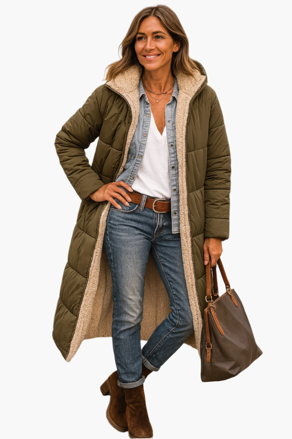 Paige | Women’s Long Hooded Quilted Winter Coat Caliboot