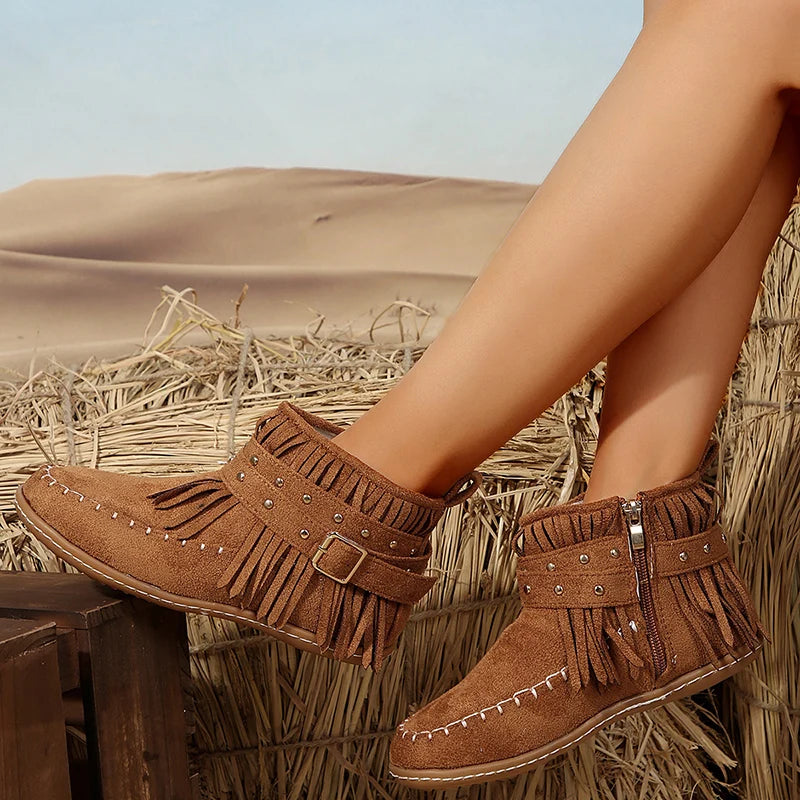 Chic Buckle Black Ankle Boots for Women – Stylish & Versatile Comfort