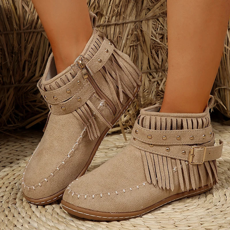Chic Buckle Black Ankle Boots for Women – Stylish & Versatile Comfort