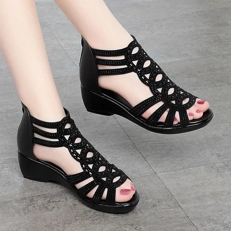 Chic Open Toe Wedge Sandals for Women – Effortless Style & Comfort