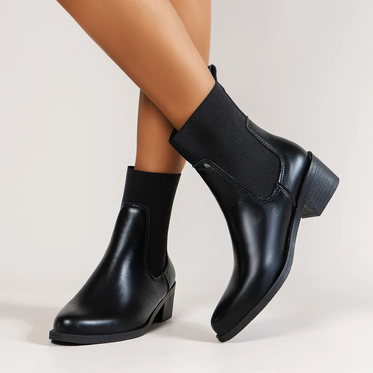 Chunky Heel Chelsea Boots for Women – Stylish & Comfortable