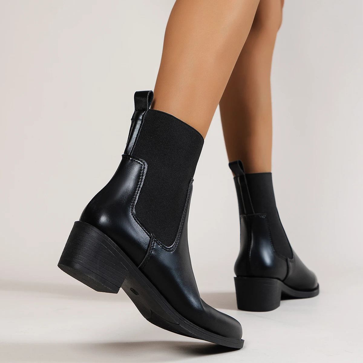 Chunky Heel Chelsea Boots for Women – Stylish & Comfortable