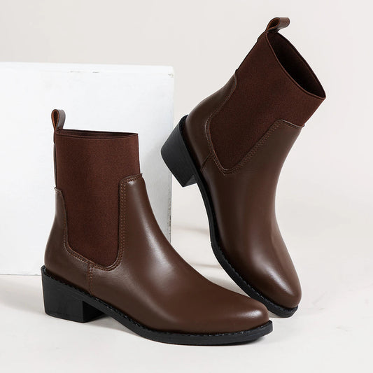 Chunky Heel Chelsea Boots for Women – Stylish & Comfortable