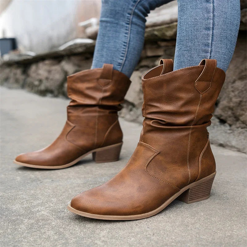 Classic Cowboy Ankle Boots for Women – Chic & Comfortable