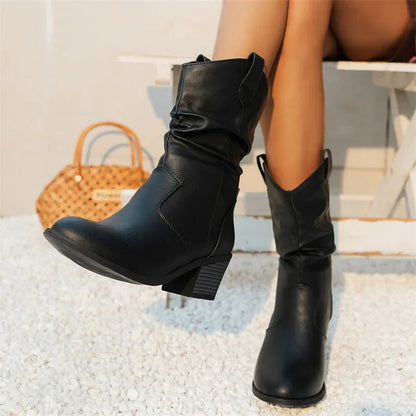 Classic Cowboy Ankle Boots for Women – Chic & Comfortable