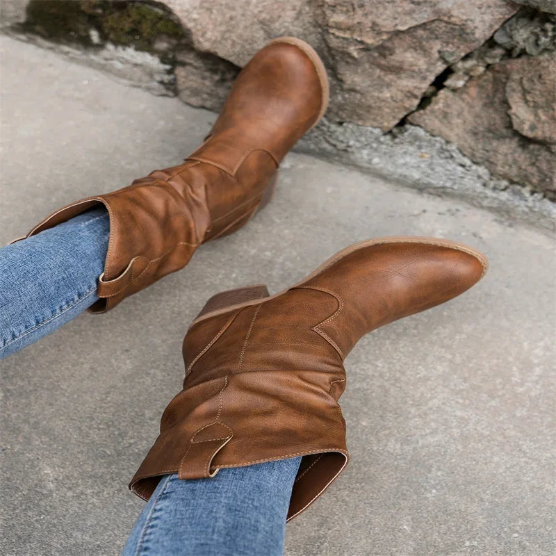 Classic Cowboy Ankle Boots for Women – Chic & Comfortable