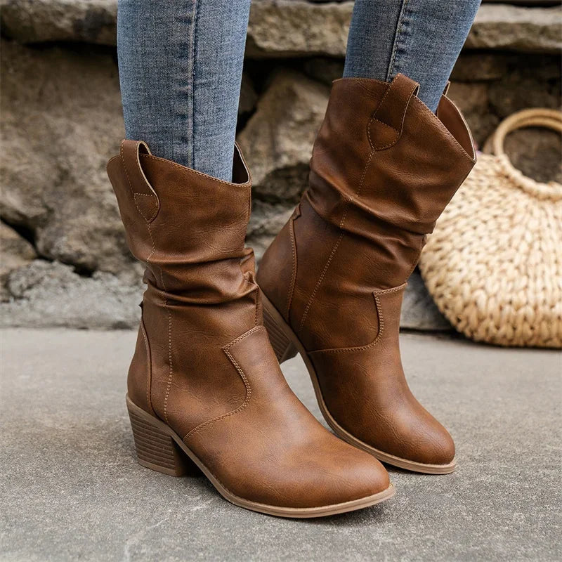 Classic Cowboy Ankle Boots for Women – Chic & Comfortable