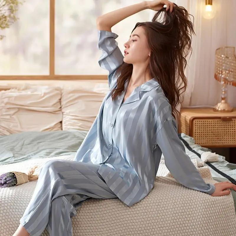 Classic Striped Pajama Set for Women – Comfortable & Stylish Sleepwear-Caliboot